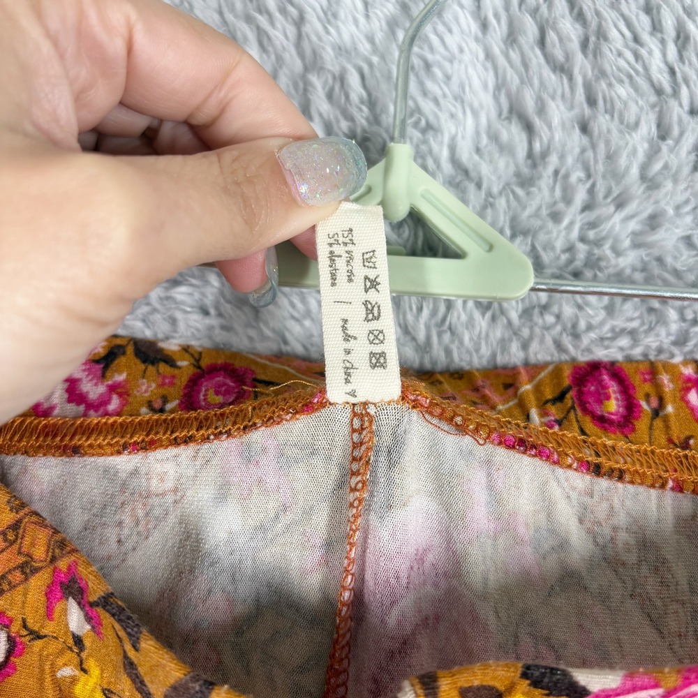 Spell Babushka Bells Amber Floral Bell Bottom Flares Size S Pull On 70s Hippie - Picture 6 of 7